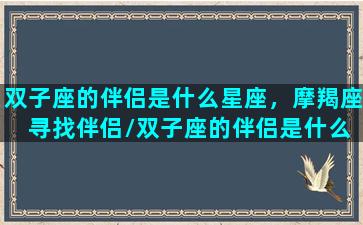 双子座的伴侣是什么星座，摩羯座 寻找伴侣/双子座的伴侣是什么星座，摩羯座 寻找伴侣-我的网站